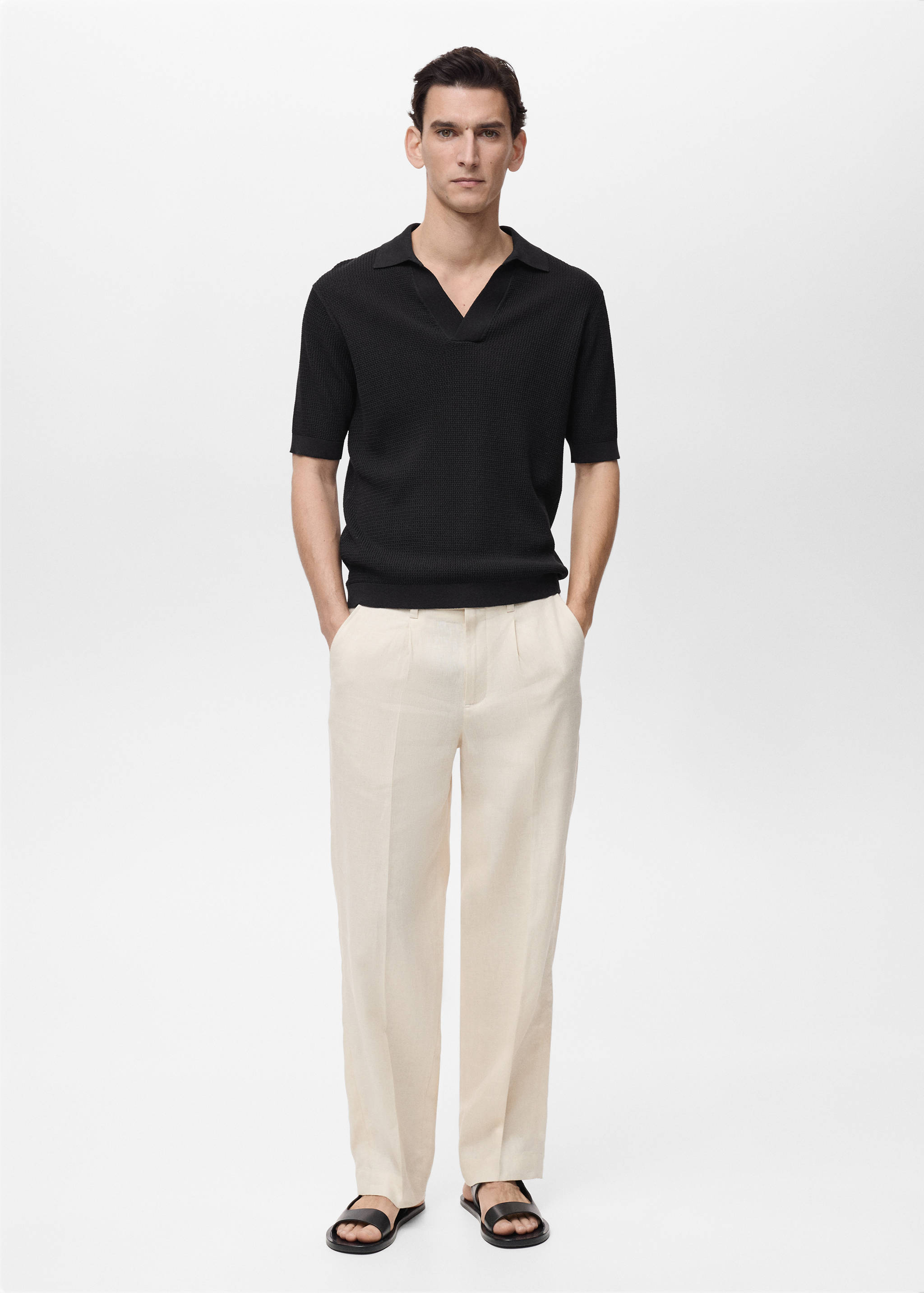 Structured fine-knit polo shirt - General plane