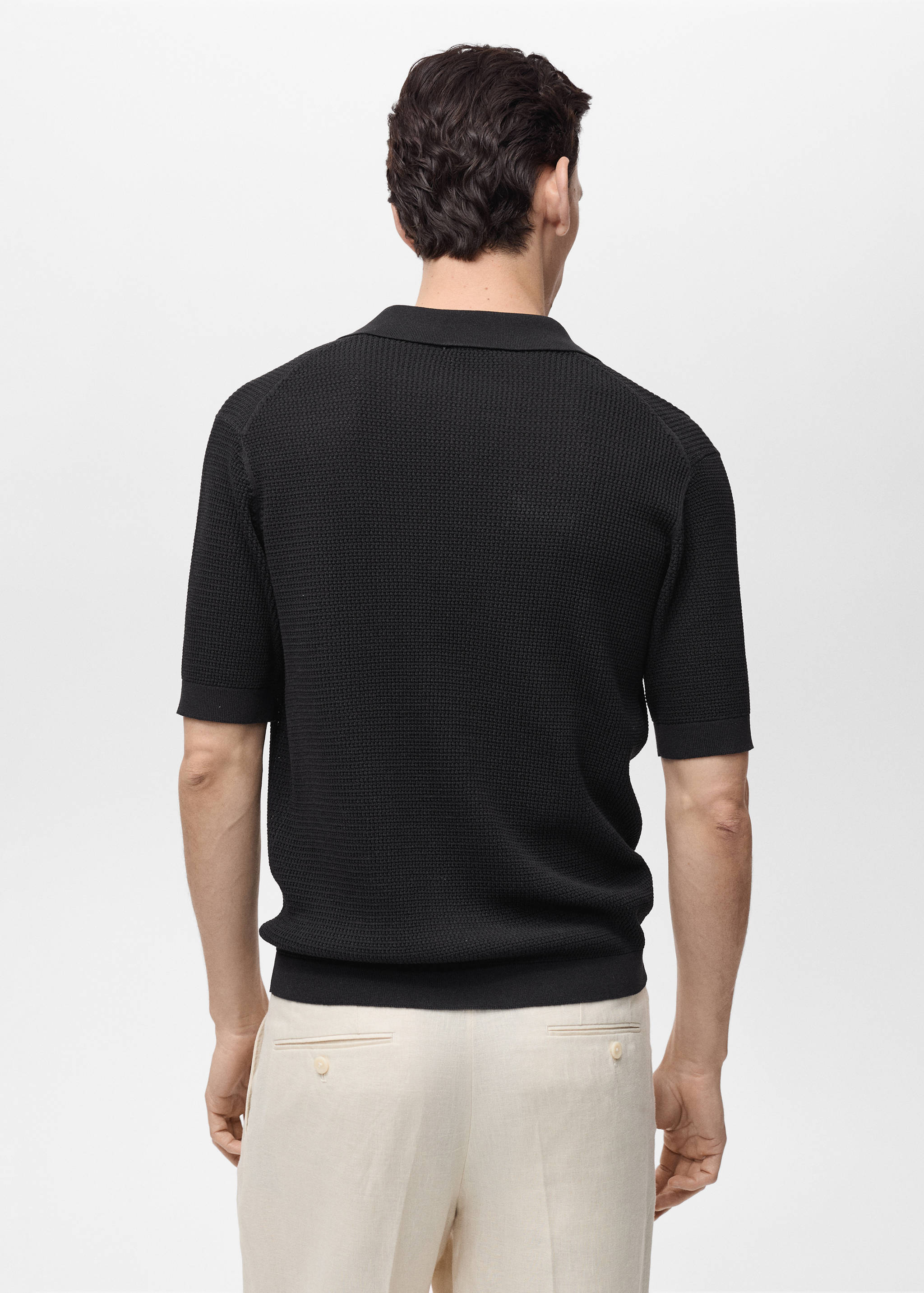 Structured fine-knit polo shirt - Reverse of the article