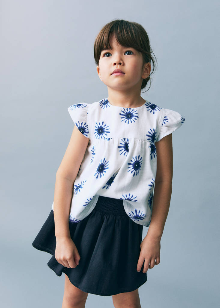 Printed cotton blouse — White