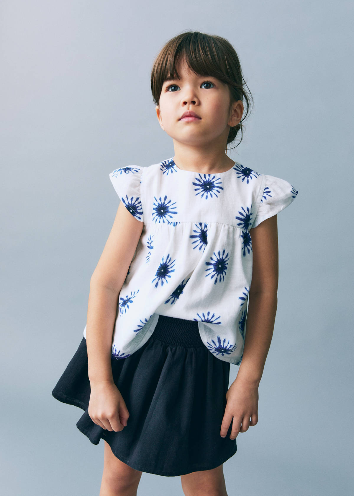 Printed cotton blouse — White