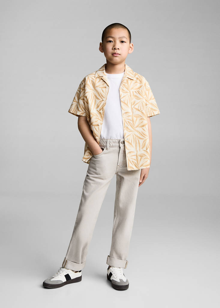 Short sleeved cotton shirt — Ochre