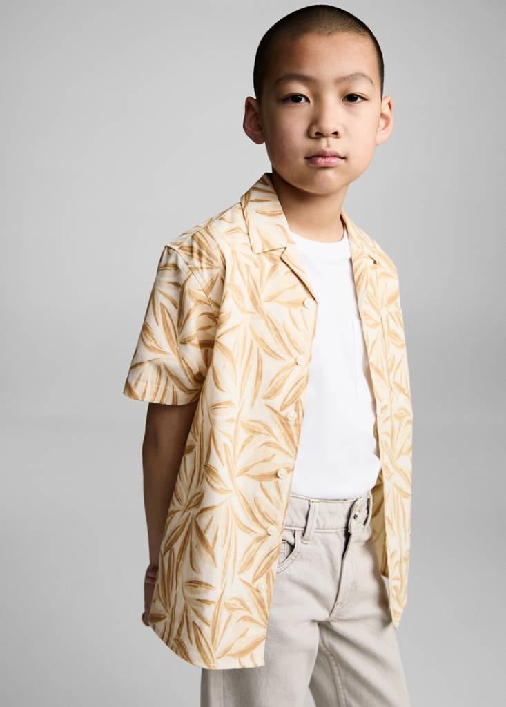 Short sleeved cotton shirt — Ochre