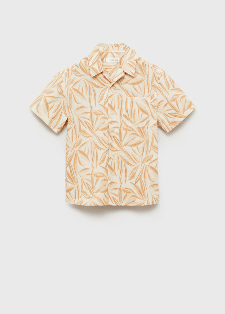 Short sleeved cotton shirt — Ochre