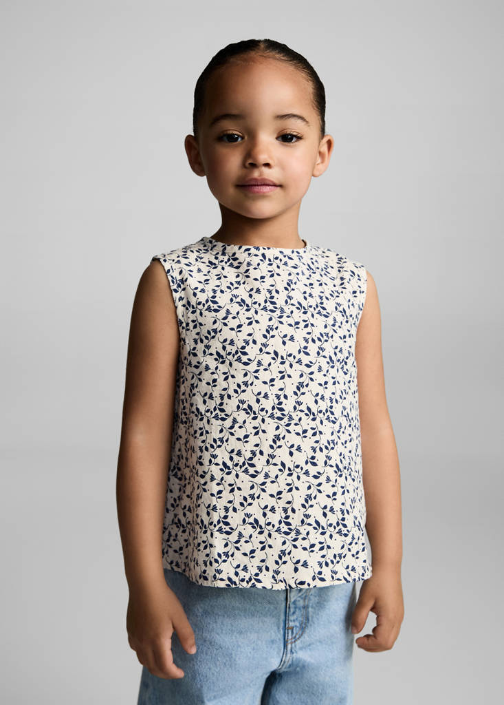 Sleeveless printed blouse — White