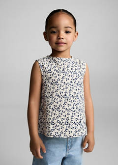 Sleeveless printed blouse — White 1
