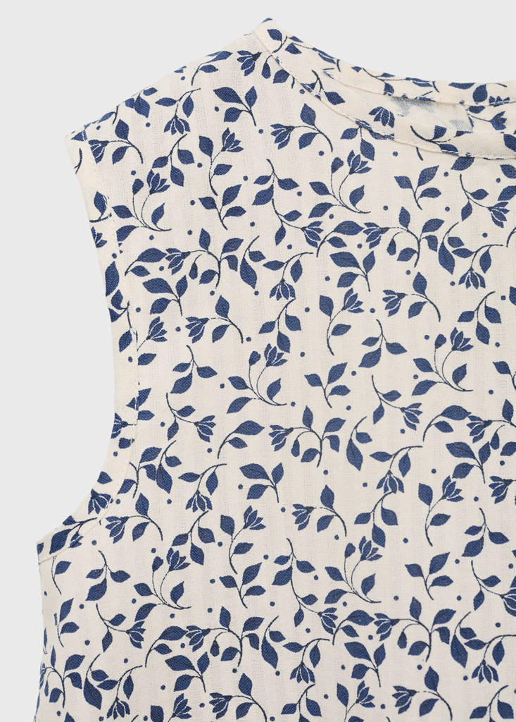 Sleeveless printed blouse — White