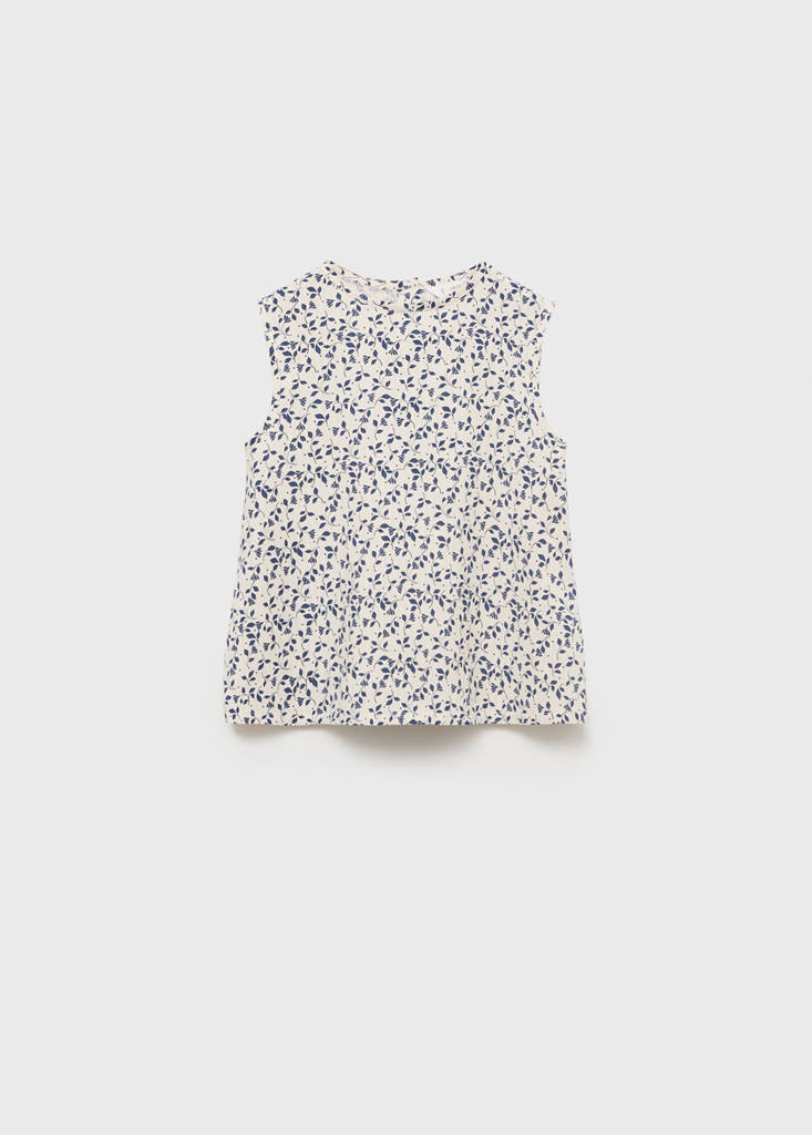 Sleeveless printed blouse — White