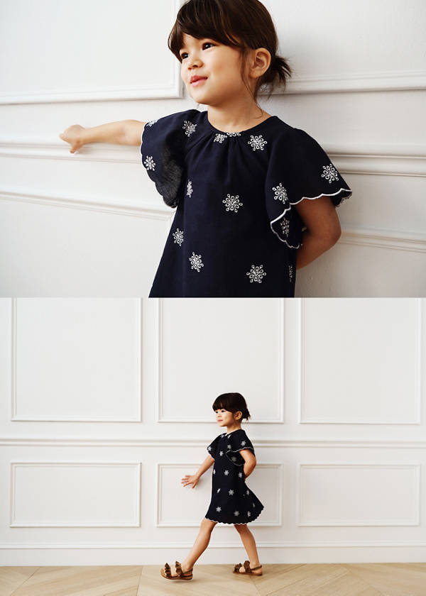 Embroidered detail dress — Dark Navy