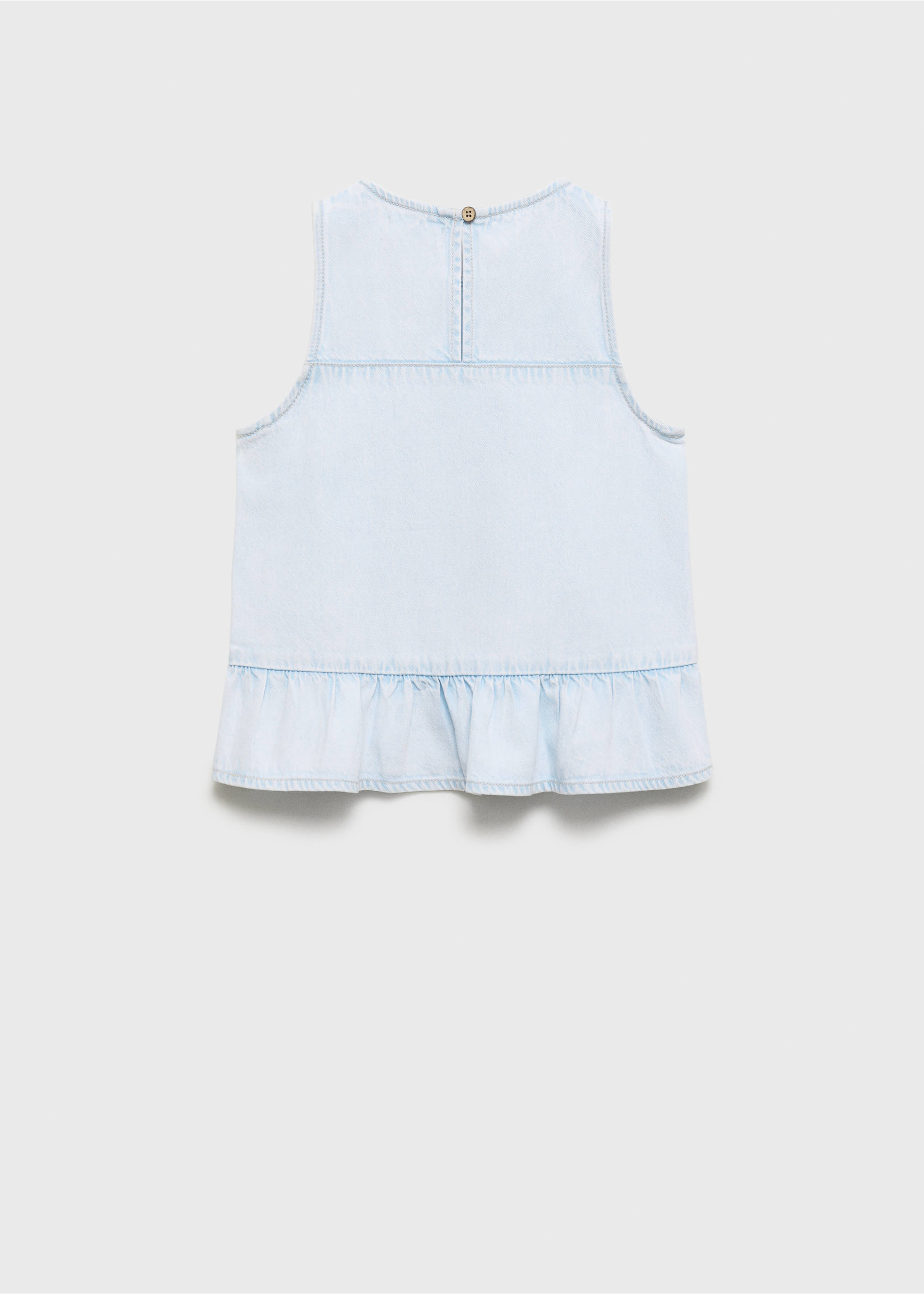 Blouse denim volant - Verso de l’article, Bleu clair. Ref: 87055943-00.