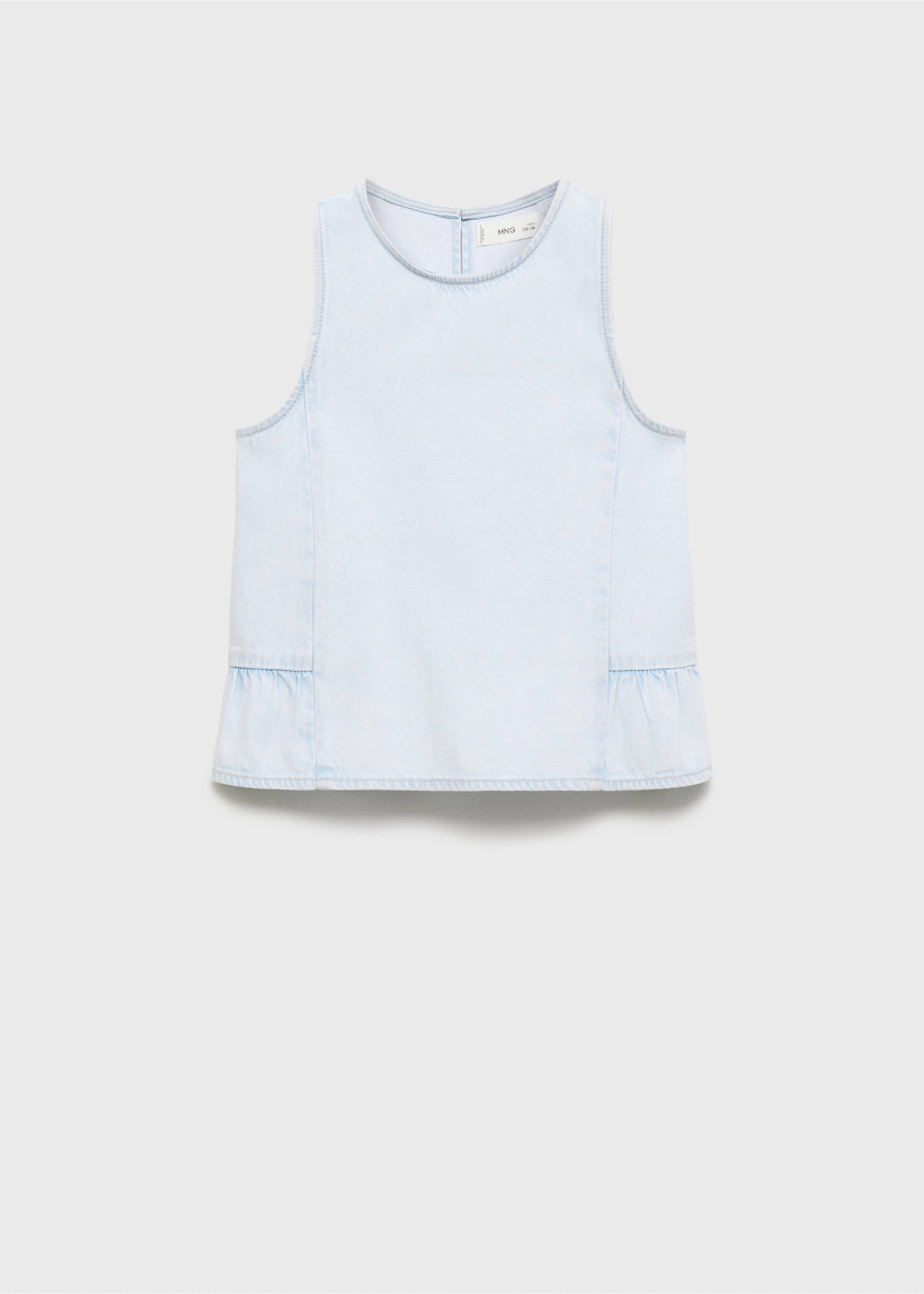 Blouse denim volant - Article sans modèle, Bleu clair. Ref: 87055943-00.