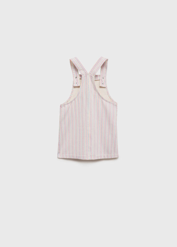 Striped denim pinafore — Ecru