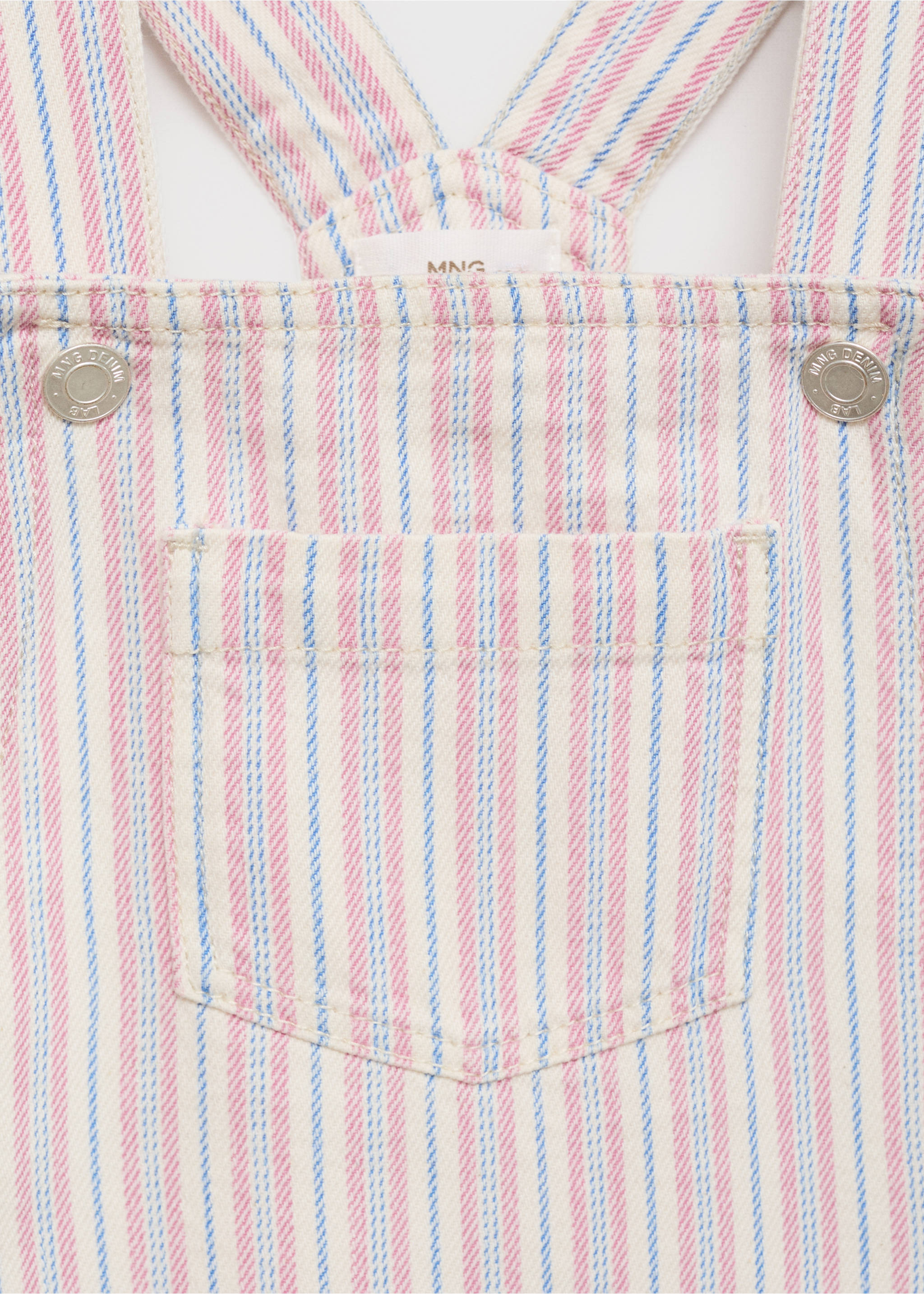 Striped denim pinafore - Details of the article 8, Ecru. Ref: 87055947-00.