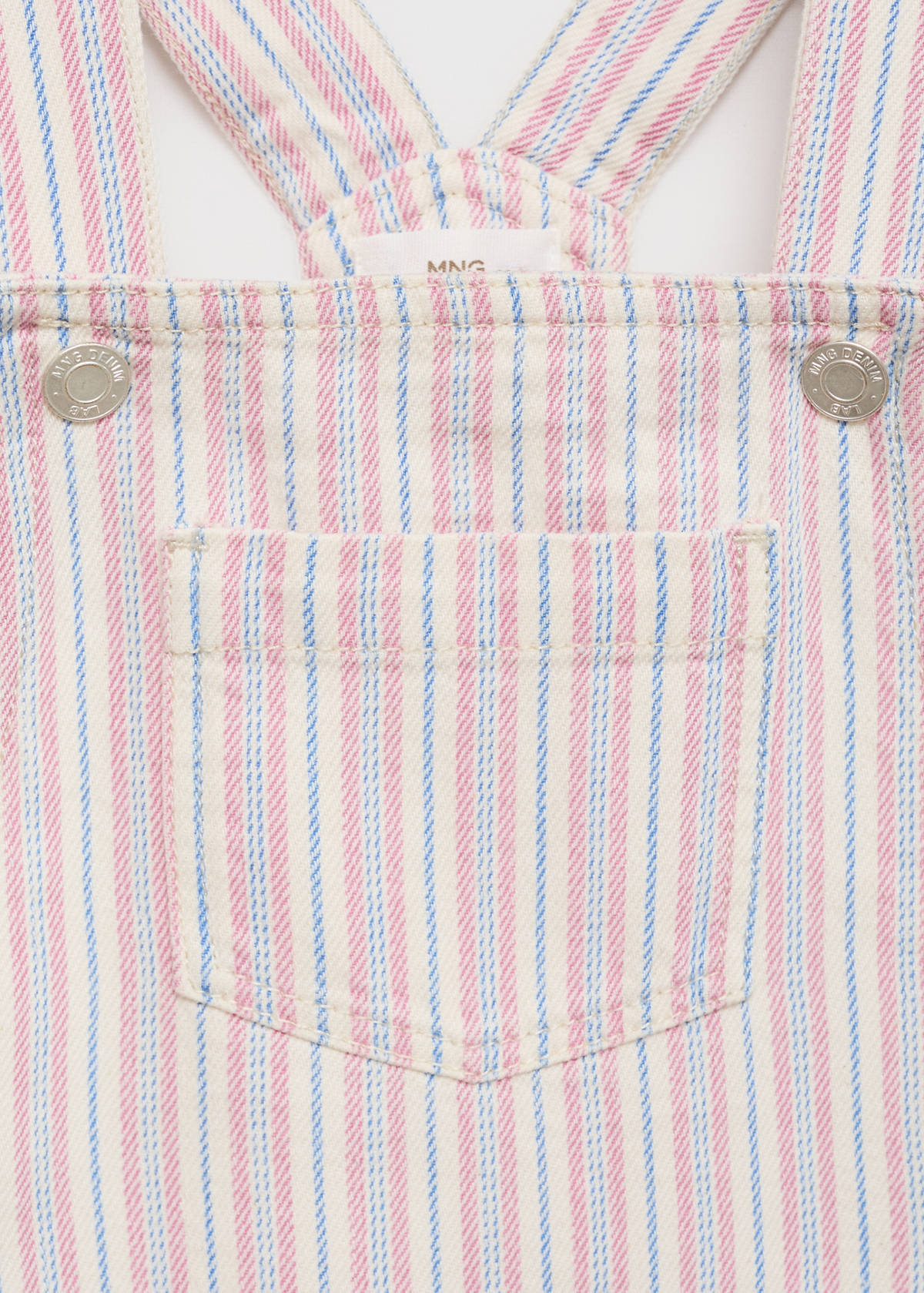 Striped denim pinafore — Ecru