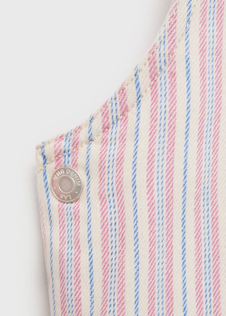 Striped denim pinafore — Ecru