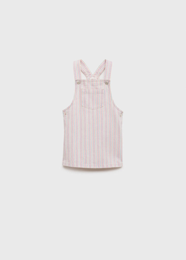 Striped denim pinafore — Ecru