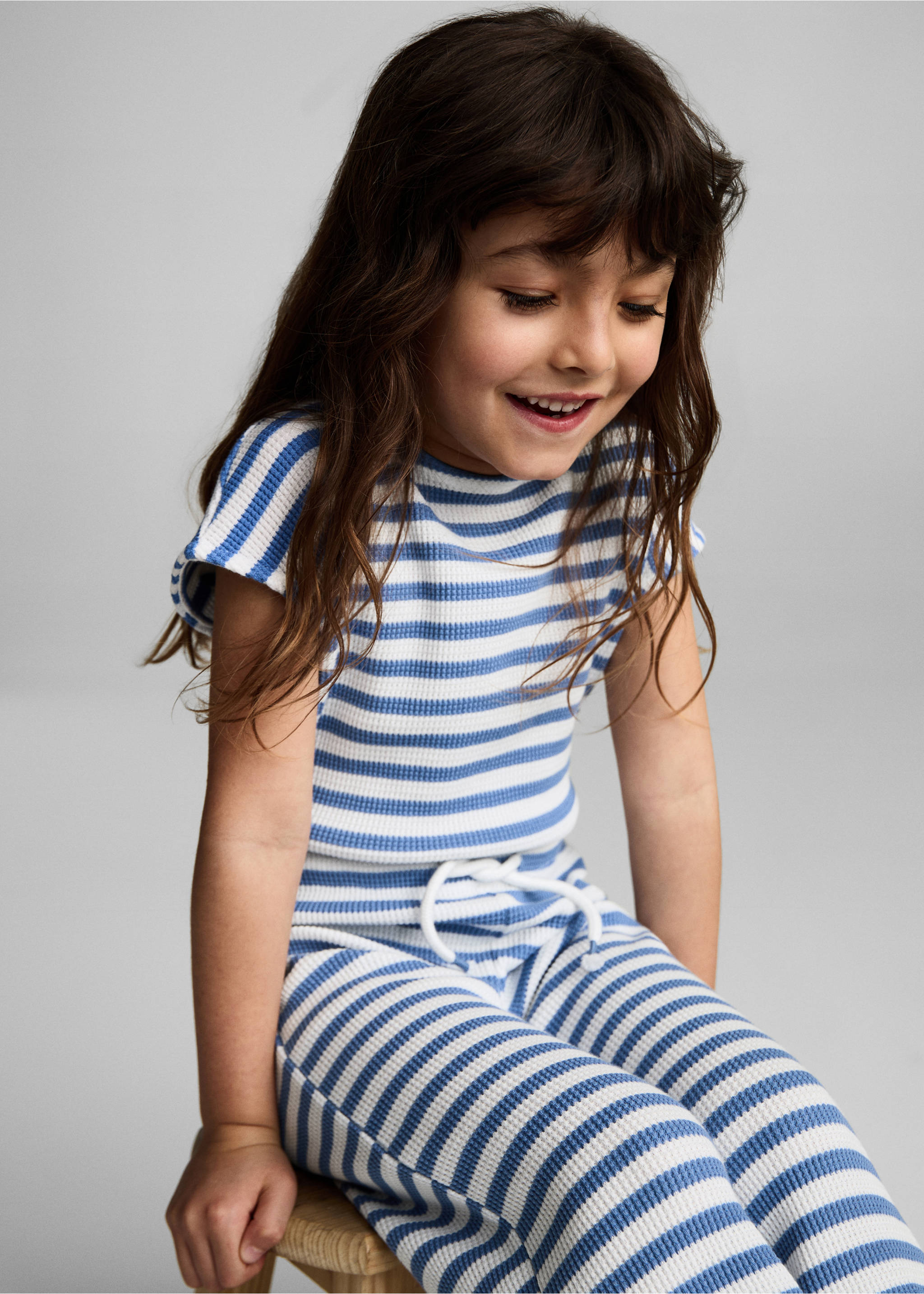 Striped long jumpsuit - Details of the article 2, Dark Navy. Ref: 87055948-00.