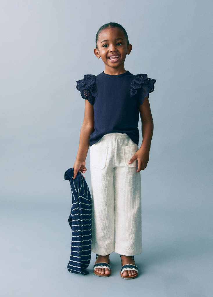 Frills cotton t-shirt — Dark Navy