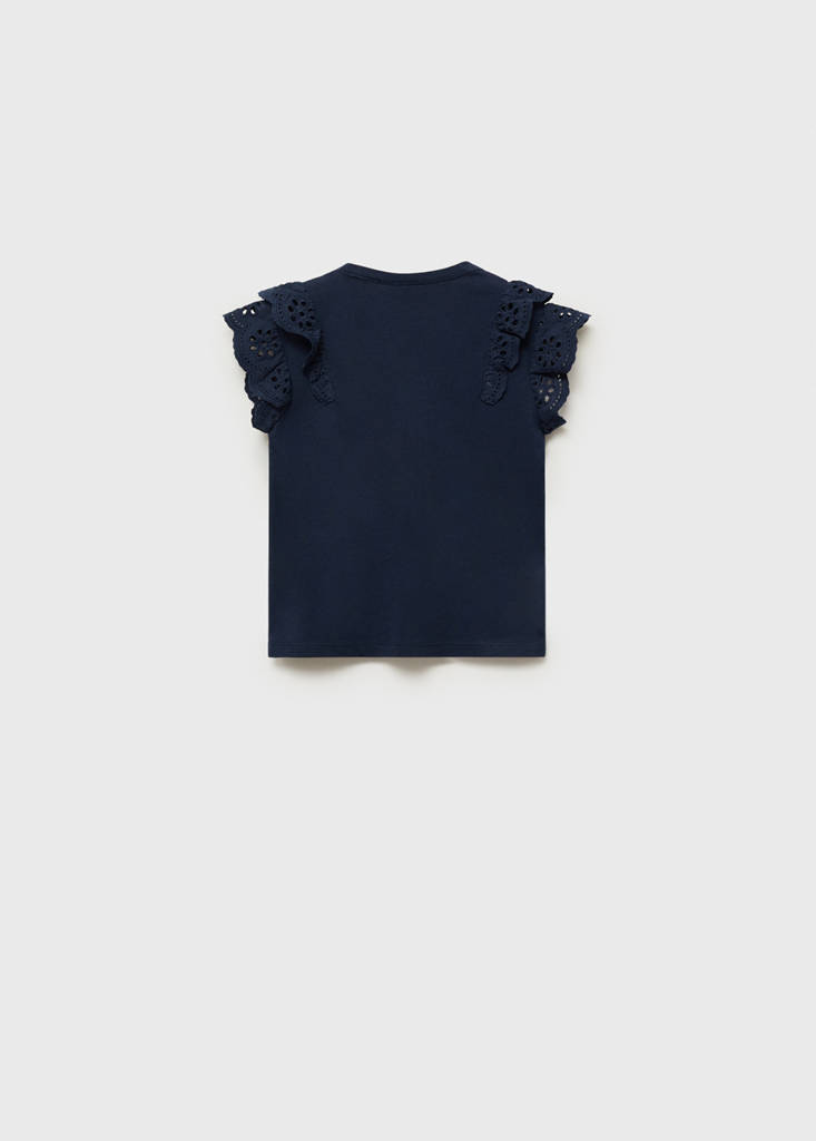 Frills cotton t-shirt — Dark Navy