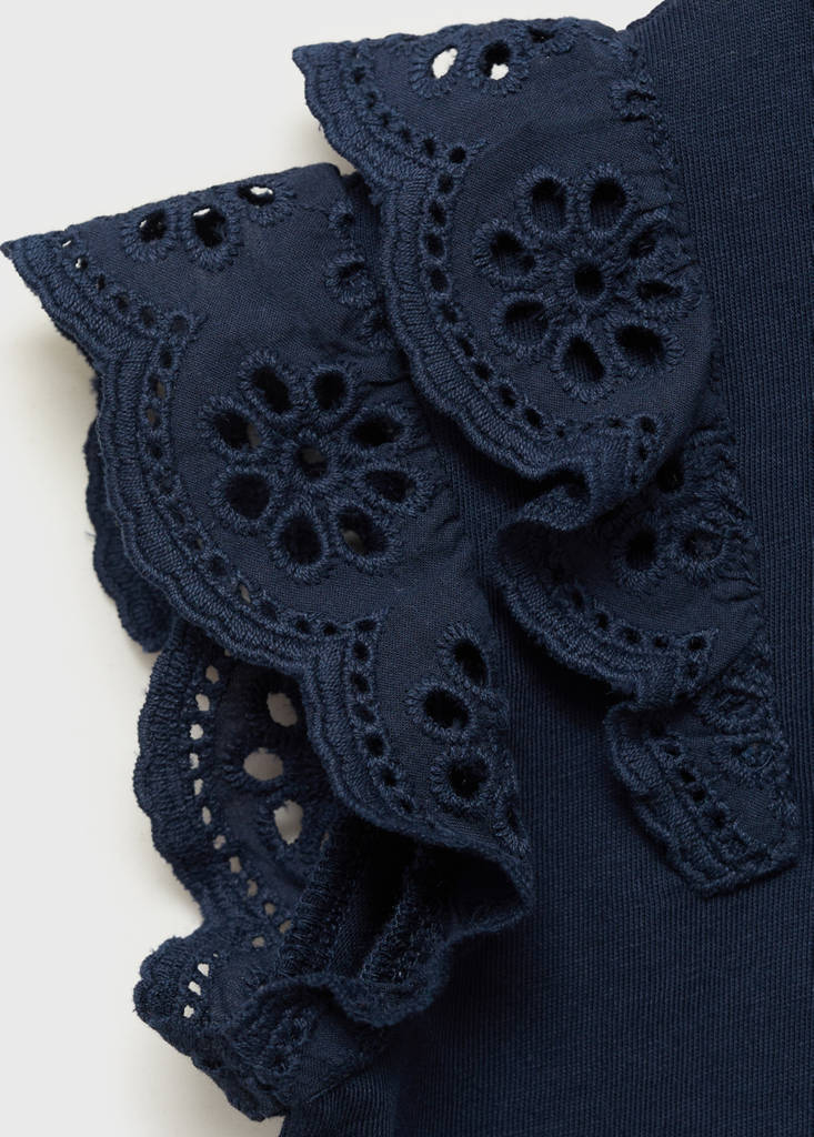 Frills cotton t-shirt — Dark Navy