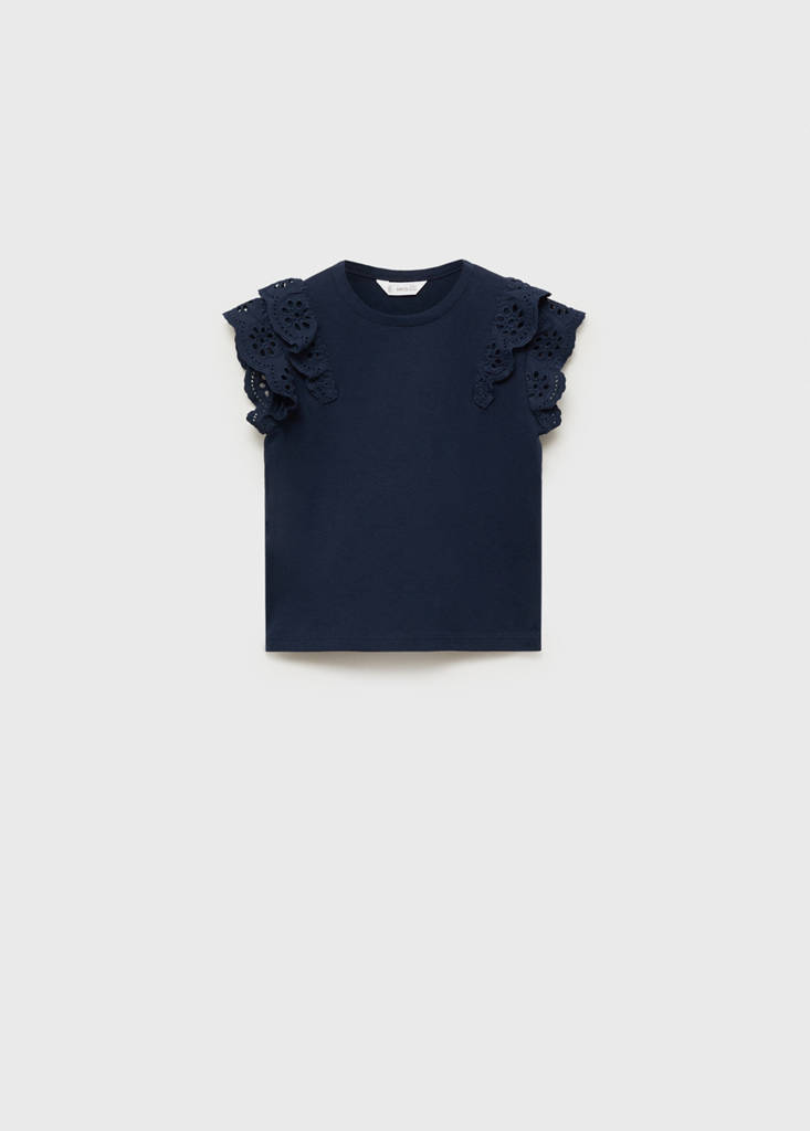 Frills cotton t-shirt — Dark Navy