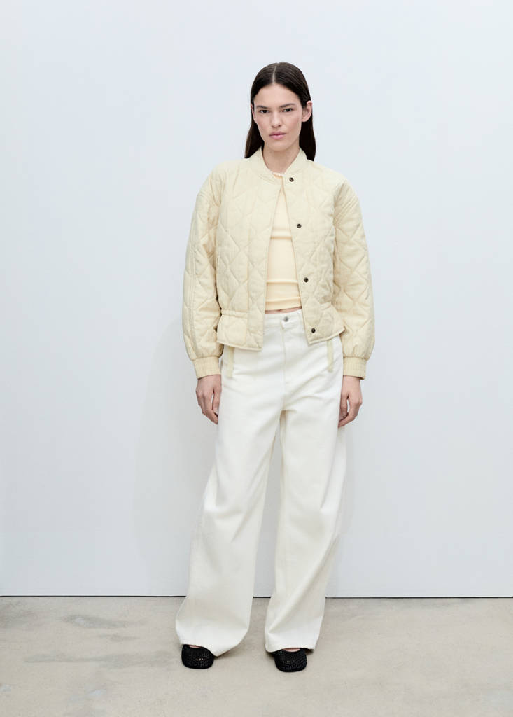 Quilted bomber jacket — Pastel Yellow