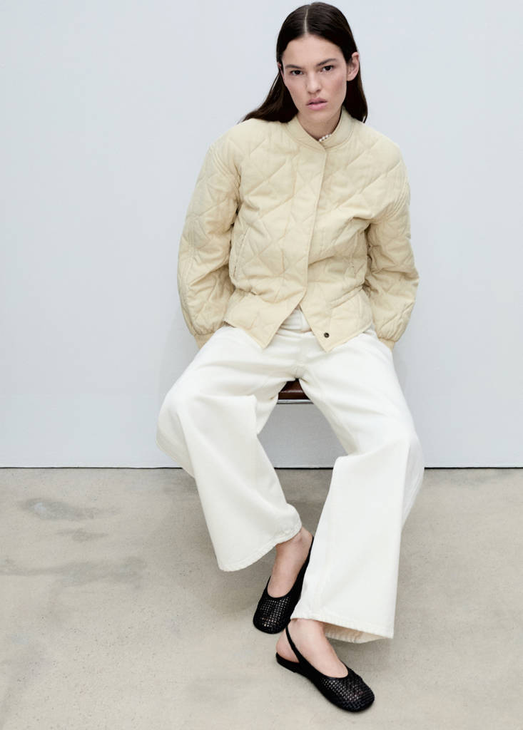 Quilted bomber jacket — Pastel Yellow