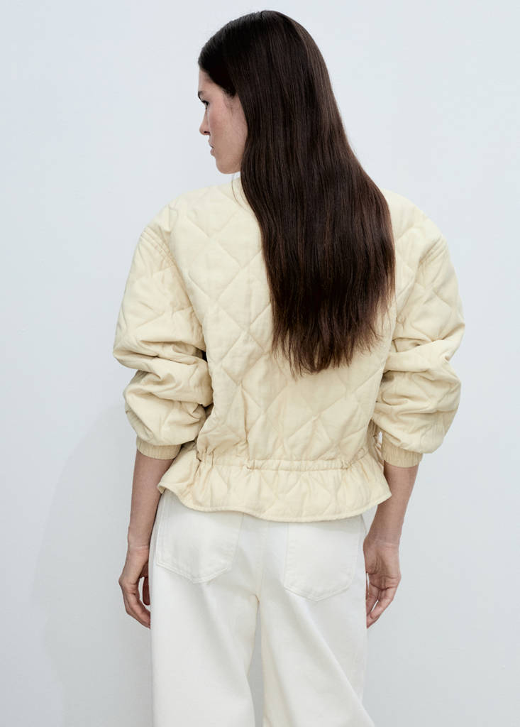 Quilted bomber jacket — Pastel Yellow