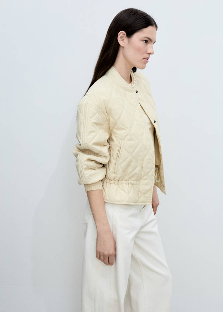 Quilted bomber jacket — Pastel Yellow