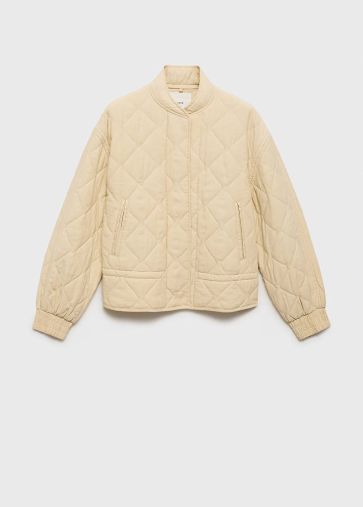 Quilted bomber jacket — Pastel Yellow