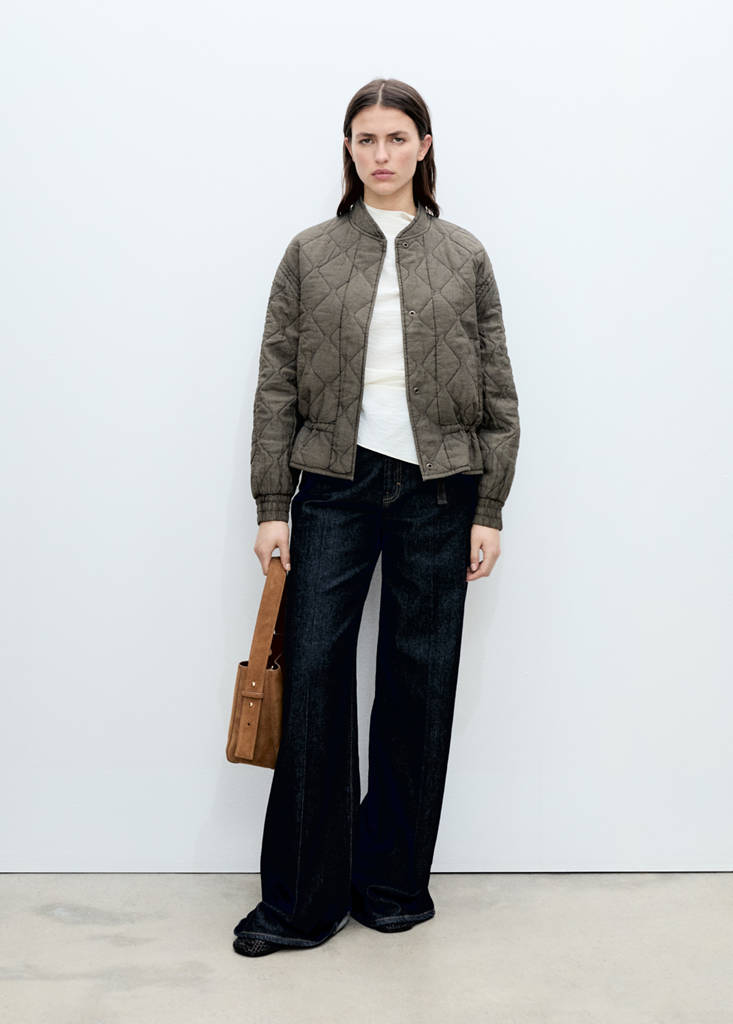 Quilted bomber jacket — Grey
