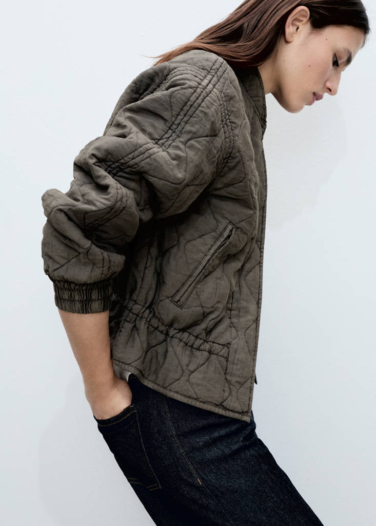 Quilted bomber jacket — Grey