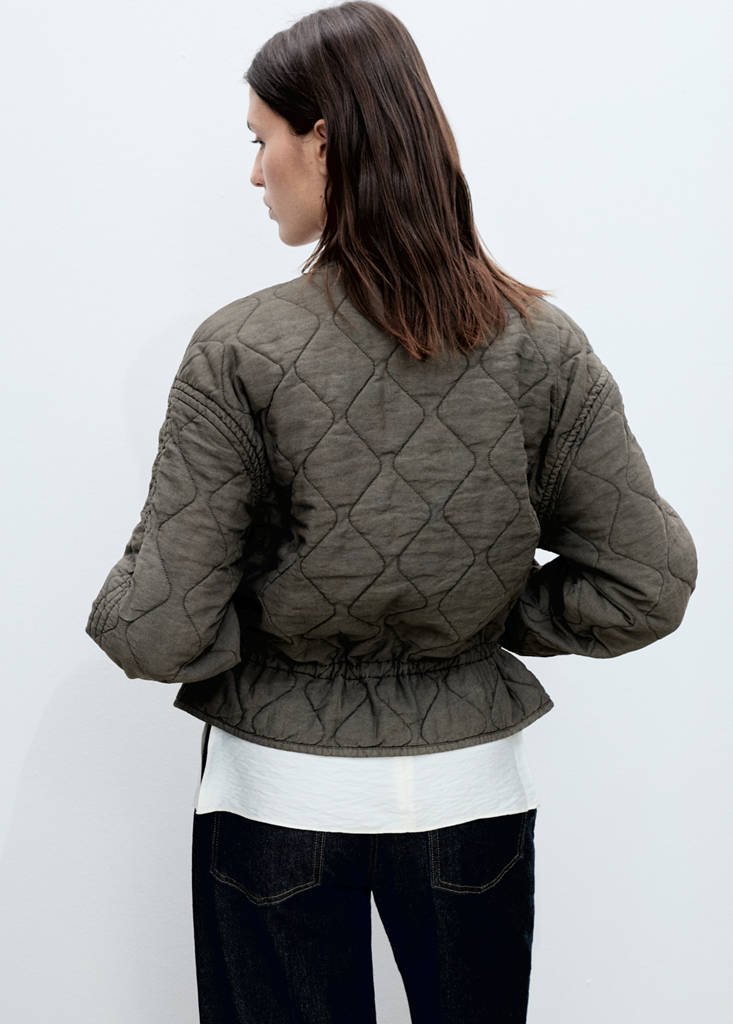 Quilted bomber jacket — Grey