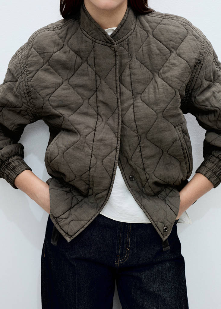 Quilted bomber jacket — Grey