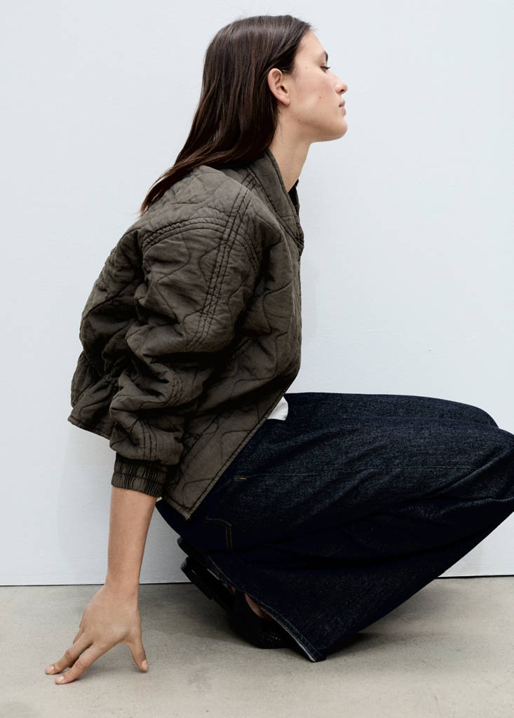 Quilted bomber jacket — Grey