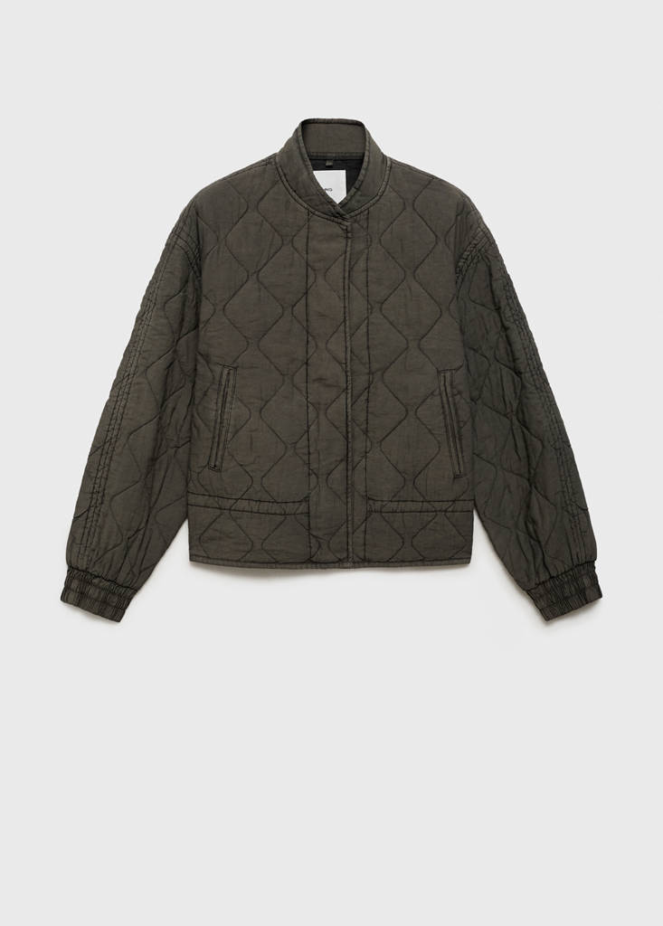 Quilted bomber jacket — Grey