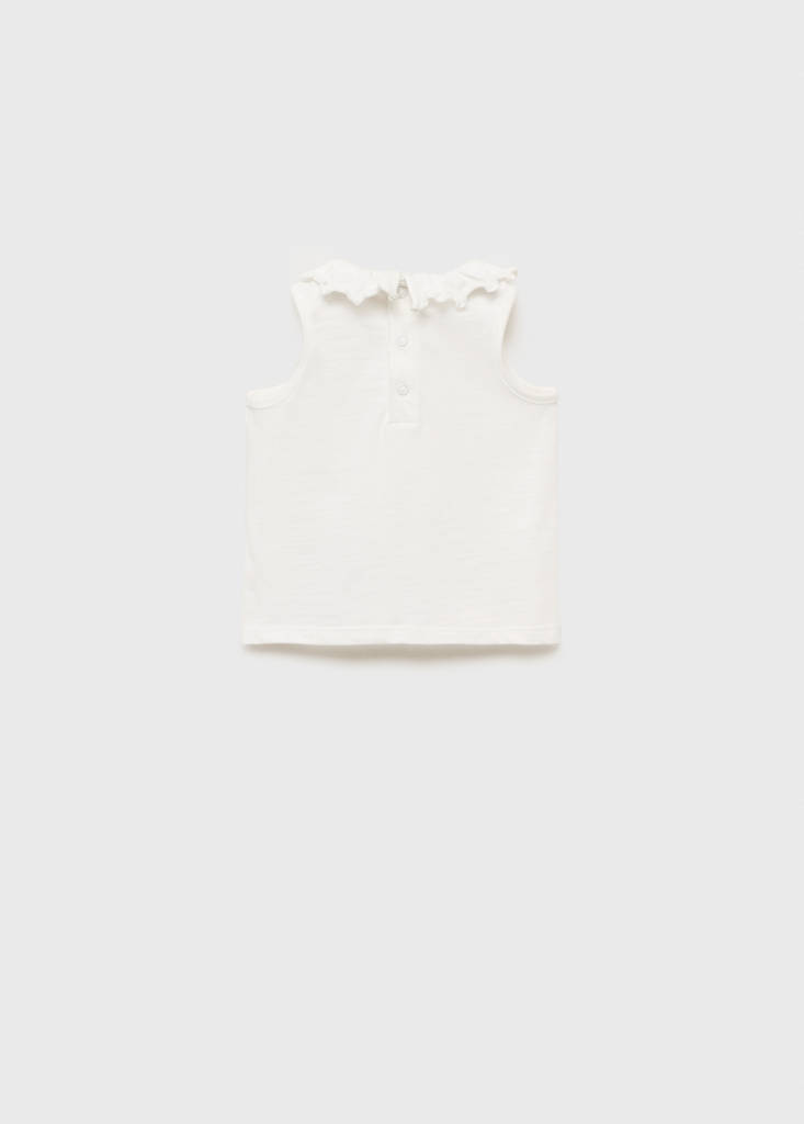Ruffle-neck cotton t-shirt — Off White