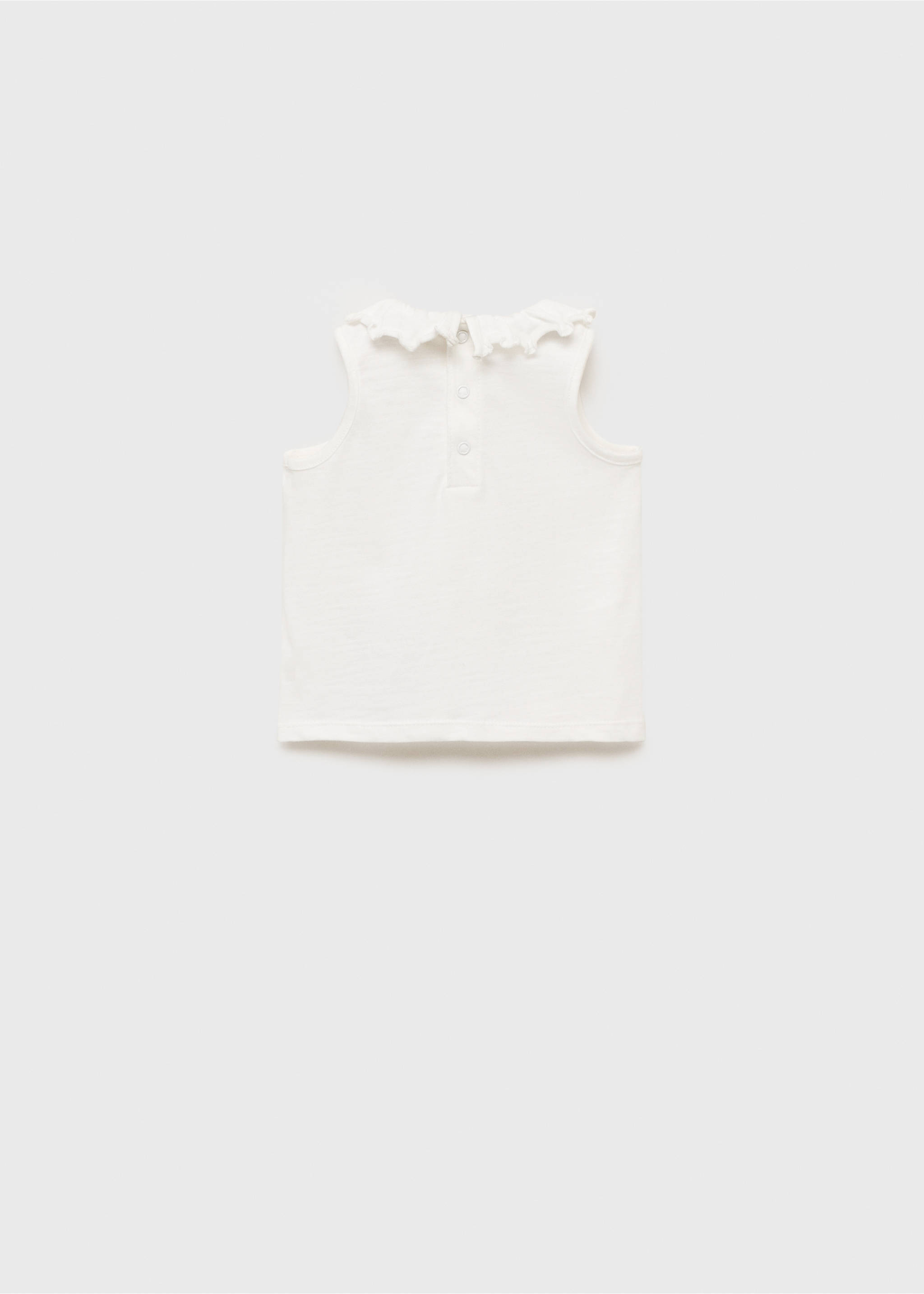 Camiseta algodón cuello volante - Reverso del artículo, Blanco roto. Ref: 87055974-00.