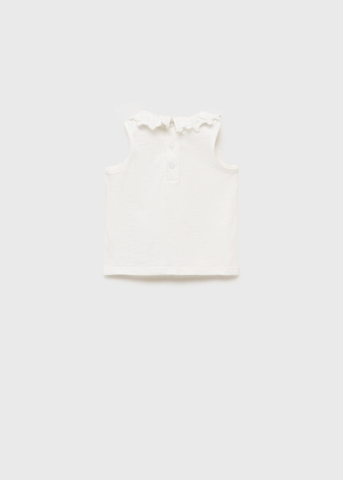 Ruffle-neck cotton t-shirt — Off White