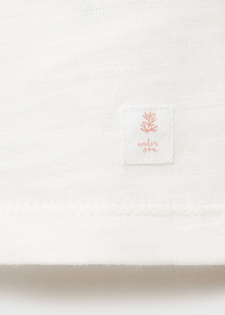 Ruffle-neck cotton t-shirt — Off White
