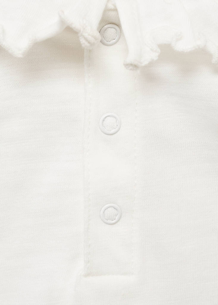 Ruffle-neck cotton t-shirt — Off White