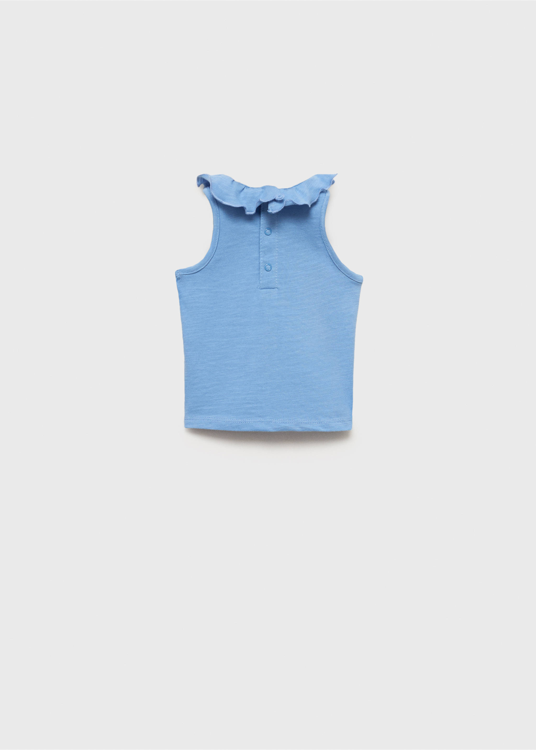 Ruffle-neck cotton t-shirt - Reverse of the article, Blue. Ref: 87055974-00.