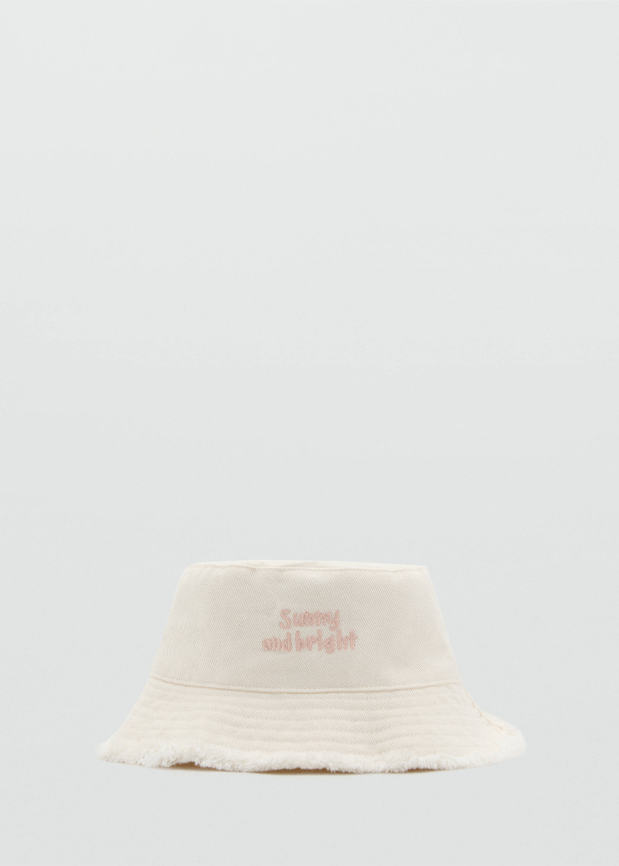Bucket hat with embroidered message - Article without model, Ecru. Ref: 87055979-00.