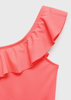 Asymmetric ruffle swimsuit — Neon Orange 2