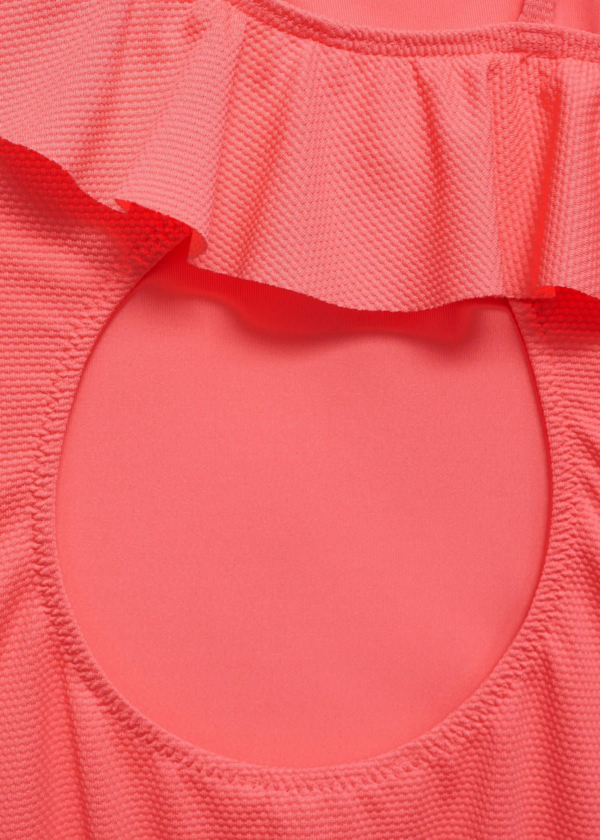 Asymmetric ruffle swimsuit — Neon Orange