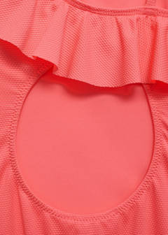 Asymmetric ruffle swimsuit — Neon Orange 4