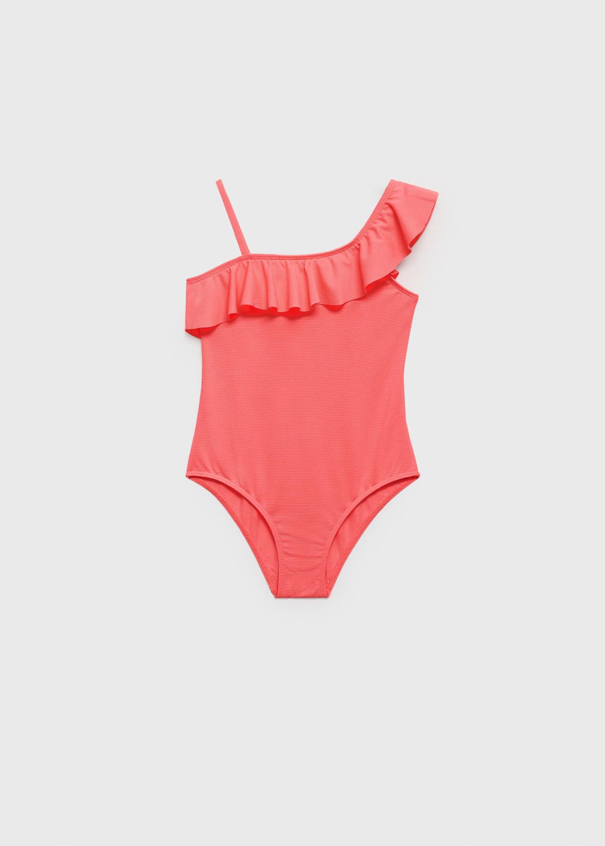 Asymmetric ruffle swimsuit — Neon Orange