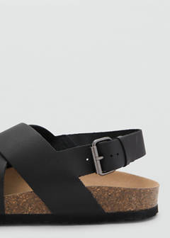 Crossed leather sandals with buckle — Black 3