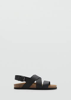 Crossed leather sandals with buckle — Black 1