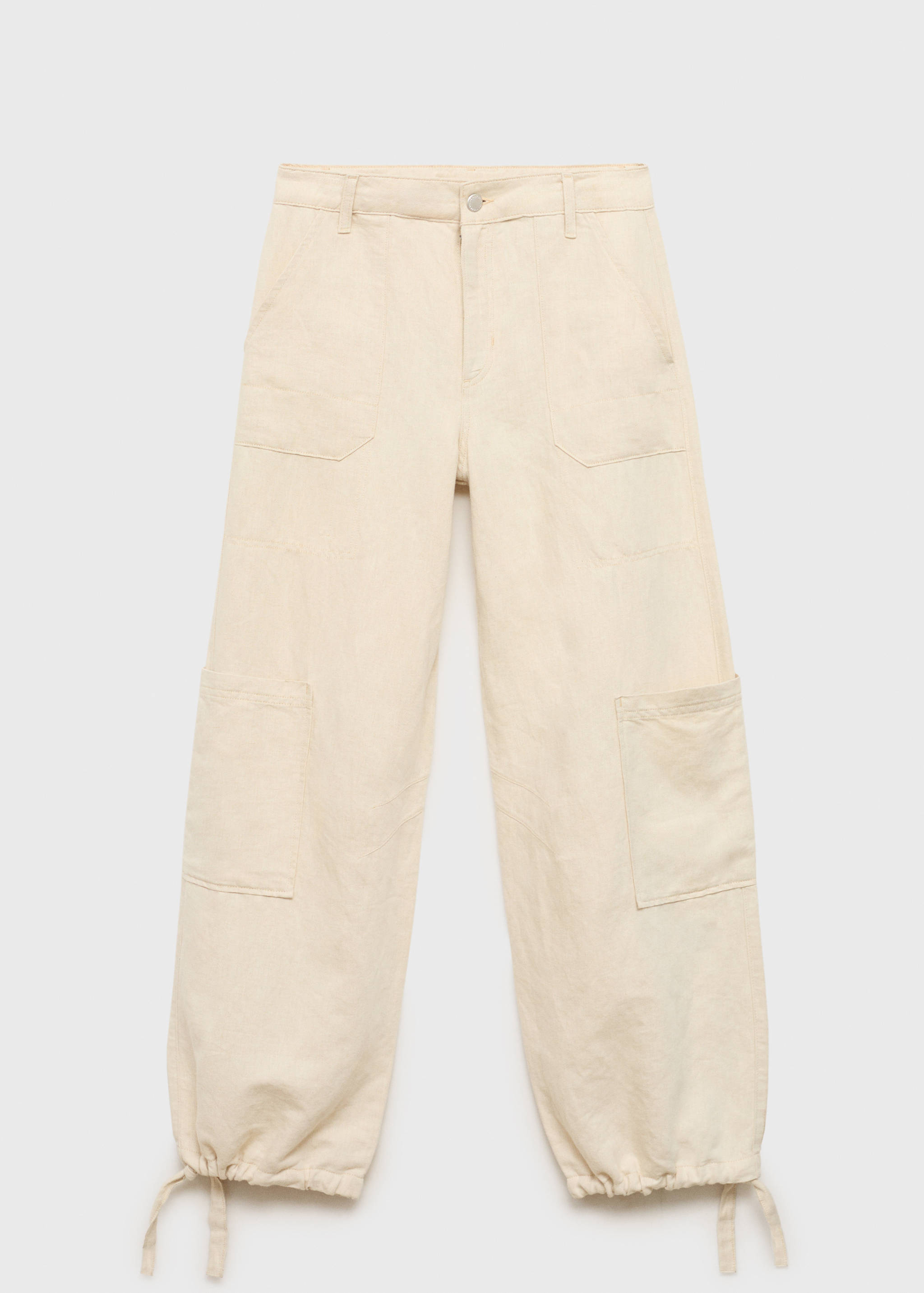 Linen cargo trousers with puffed hem - Article without model