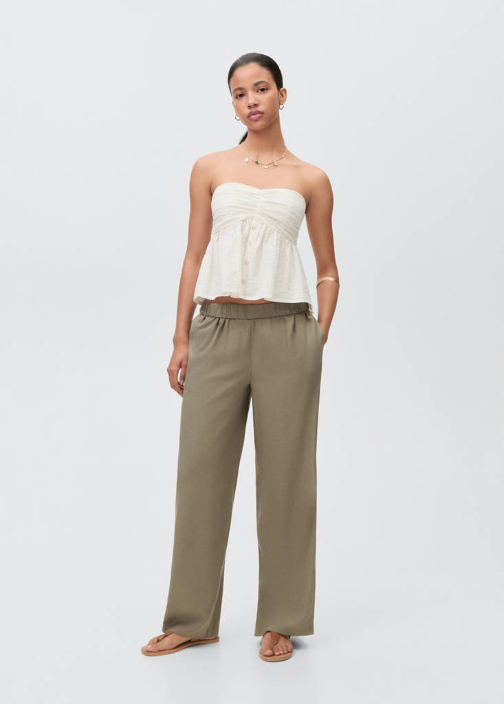 Ruched strapless top — Off White